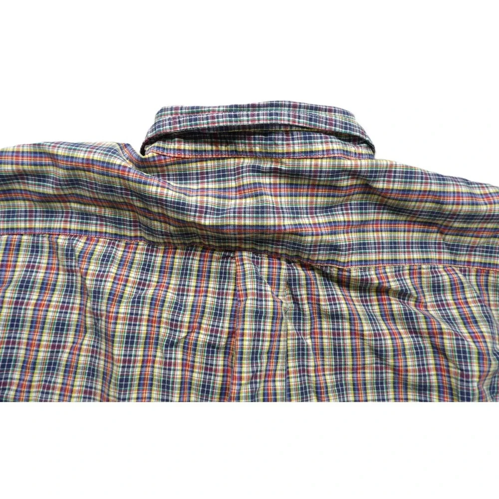 Ralph Lauren Boys Large 16/18 Plaid Button Down Shirt Madras OCBD Cotton LS Pony